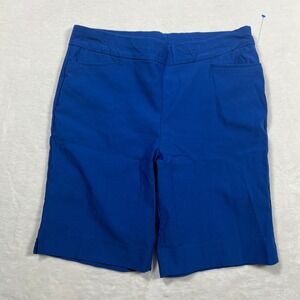 Chico's Blue Bermuda Shorts Women 2 US 12 Stretch Pull On Rayon Blend Cobalt